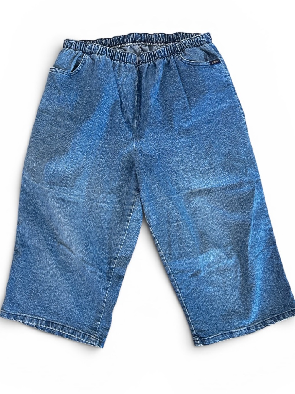 Chic Denim Capri Cropped Pants Size 22W Comfort Elastic Waistband Stretch Jeans